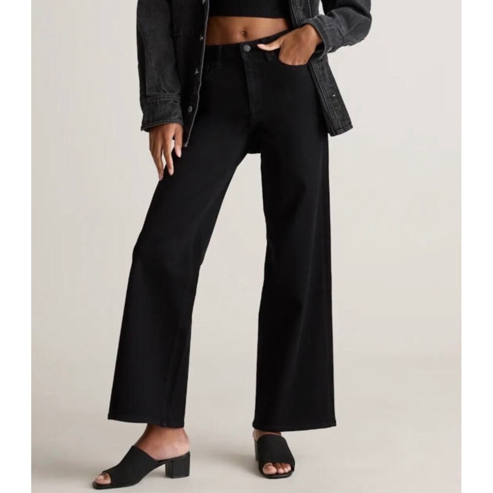 Quince Womens Stretch High Rise Wide Leg Jeans Black Size‎ 30 NWT